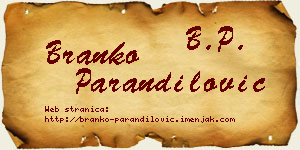 Branko Parandilović vizit kartica